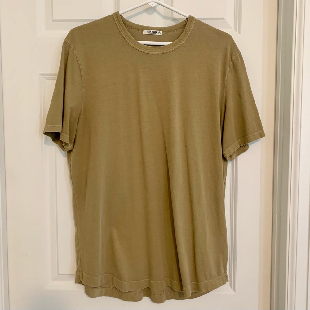 Buck Mason Pima Curved Hem Tee XL khaki color